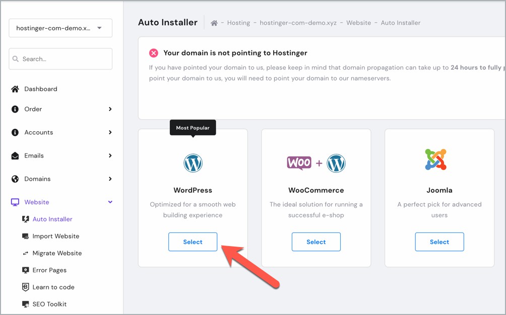 Install WordPress on your website